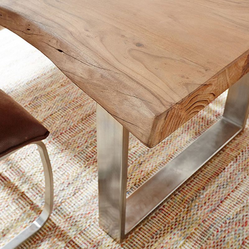 Rectangle Shape Glam Dining Table Fixed Table with Solid Wood Clearhalo 'Dining Tables & Seating' 'Dining Tables' 'dining_table' 'furn' 'furn_dining_table' 'Furniture' 'Kitchen & Dining Furniture' 1200x1200_df2fc01e-1e1e-4577-9158-4b731b3d26cd