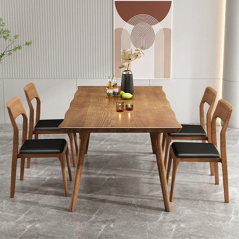 Brown Solid Wood Contemporary Dining Table Set 1/4/5/7 Pcs Dinette Set for Home Clearhalo 'Dining Room Sets' 'Dining Tables & Seating' 'dining_room_set' 'furn' 'furn_dining_room_set' 'Furniture' 'Kitchen & Dining Furniture' 1200x1200_df30a3d0-2c0b-4611-b1c2-8251c60a5e85