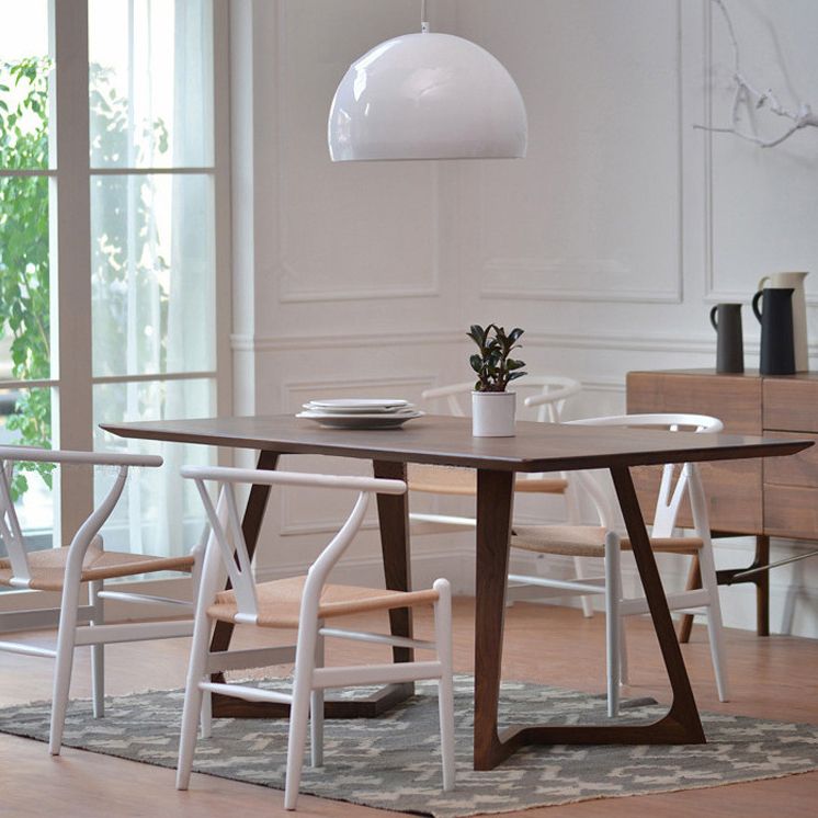 Mesa de doble pedestal rectángulo Mesa de comedor de madera maciza de pino moderno