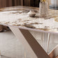 Mesa de comedor de estilo moderno, mesa rectangular con base metálica para comedor