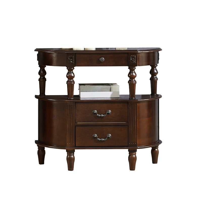 Mid Century Modern Wood Console Table Half Moon Console Accent Table for Hall