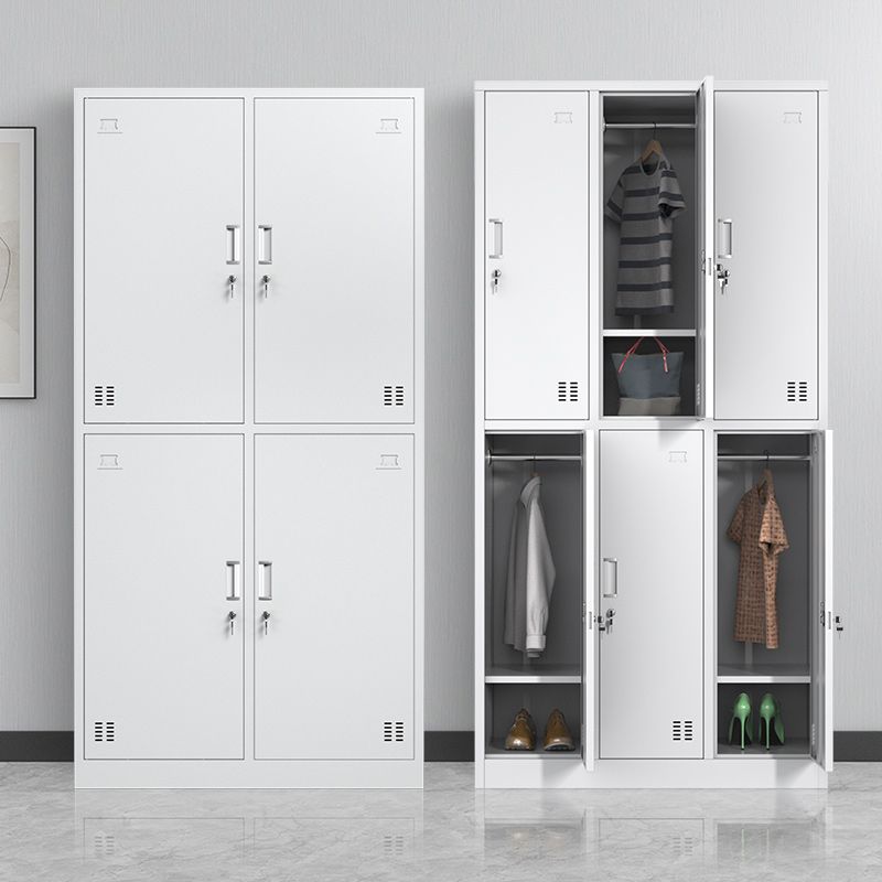 Steel White Storage Cabinet Contemporary Cabinet with Hinged Door Clearhalo 'Armoires & Wardrobes' 'armoires_wardrobes' 'Bedroom Furniture' 'furn' 'furn_armoires_wardrobes' 'Furniture' 1200x1200_df37dd15-a925-4559-ae82-923c78b4f14d