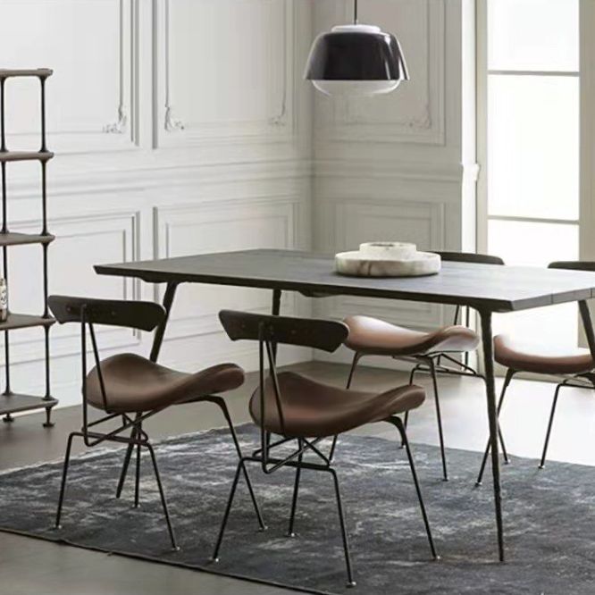 Minimalist Opening Back Kitchen Dining Side Chair Metal Black Dining Side Chair Clearhalo ' kitchen&dining_furn' 'Dining Chairs' 'Dining Tables & Seating' 'dining_chair' 'Furniture' 'furniture_dining_chair' 'Kitchen & Dining Furniture' 'kitchen' 1200x1200_df396d32-b01e-4b25-9fc6-57dee9138df6