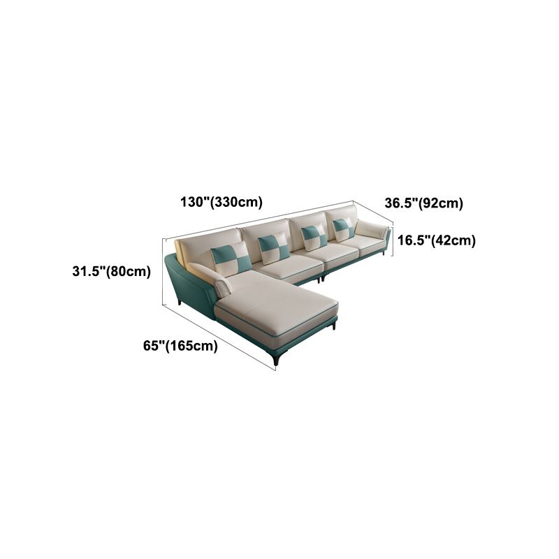 Sloped Arm Sectional Modernism Genuine Leather 3/4-seat Sectional Clearhalo 'furn' 'furn_sectionals' 'Furniture' 'Living Room Furniture' 'Sectionals' 1200x1200_df399db8-c5d1-4e6b-83f1-fdfa3b111a15
