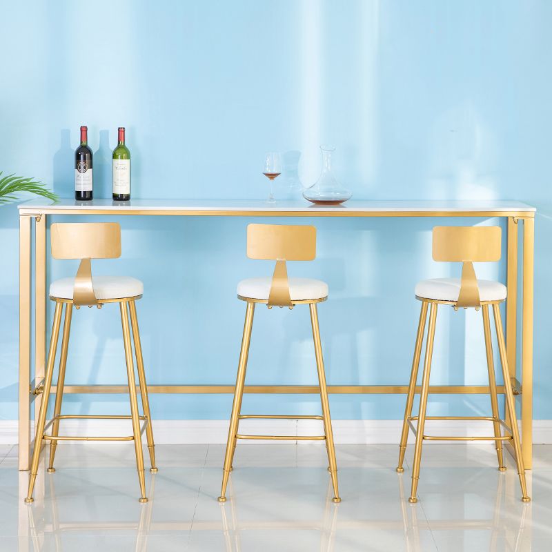 Glam-Rechteck-Pub-Set, 1/4/7-teiliger Stehtisch aus Kunstmarmor mit gepolsterten Hockern