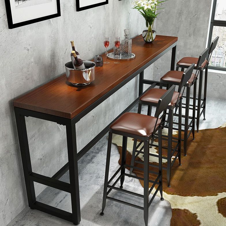 Mesa de comedor rectangular de madera maciza marrón para cocina y sala de estar