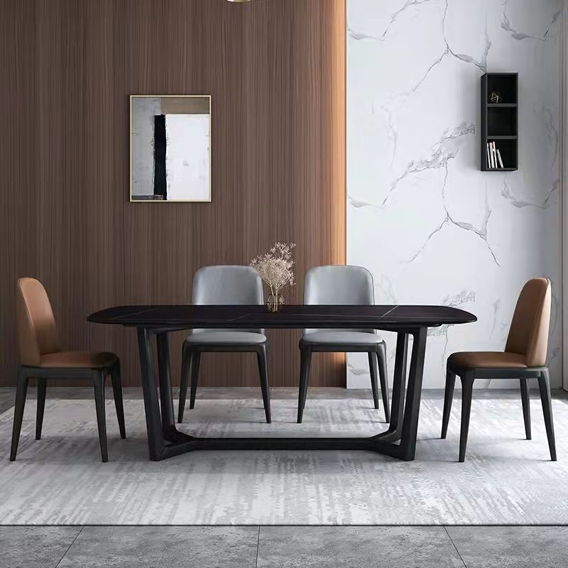 Industrial Style Dining Site Table Rectangle Stone Table with Trestle Base Clearhalo ' dining_table' 'Dining Tables & Seating' 'Dining Tables' 'furn' 'furn_dining_table' 'Furniture' 'furniture_dining_table' 'Kitchen & Dining Furniture' 'kitchen&dining_furn' 'kitchen' 'kitchen_dining_table' 1200x1200_df3b8840-98e9-4a62-b12b-b27e2761877d