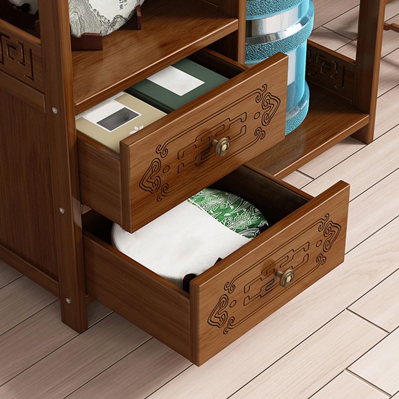 Tavolo in stile contemporaneo tavolino accento in legno a doppio livello con scaffale