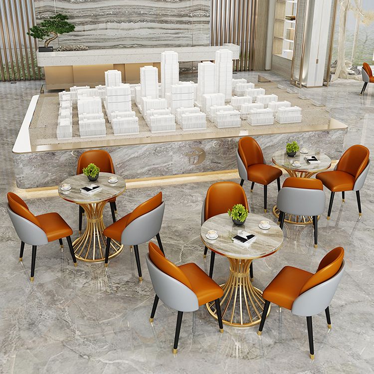 Simple Style Home Sintered Stone Dining Table Round Shape Table with Metallic Pedestal Base Clearhalo ' dining_table' 'Dining Tables & Seating' 'Dining Tables' 'furn' 'furn_dining_table' 'Furniture' 'furniture_dining_table' 'Kitchen & Dining Furniture' 'kitchen&dining_furn' 'kitchen' 'kitchen_dining_table' 1200x1200_df3eb3fa-adff-4763-a01a-5e4b8db7cee7
