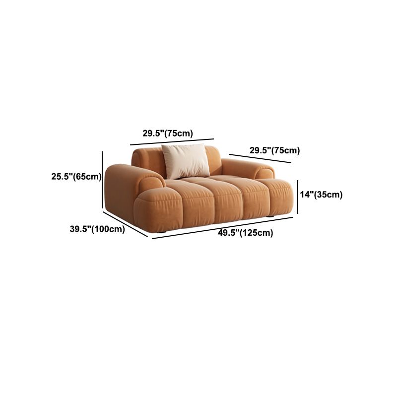 Sofá de brazo empotrado de almohada cosida contemporánea en naranja/blanco