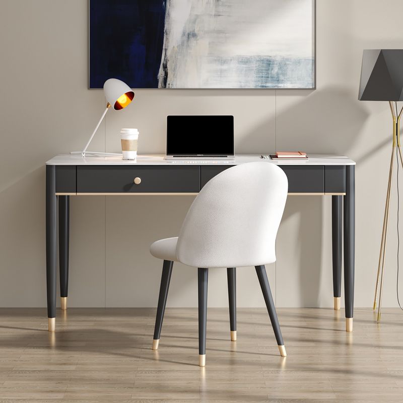 White and Black Writing Desk Rectangular Shaped Office Desk with 1/2 Drawers Clearhalo 'furn' 'furn_office_desk' 'Furniture' 'Office Desks' 'Office Furniture' 'office_desk' 1200x1200_df406820-38ba-45b9-af24-716ea1da818b
