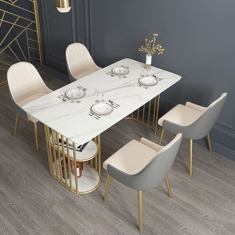 Glam 1/2/5 Pieces Dining Set Rectangle Stone Dining Table Set for Kitchen Clearhalo 'Dining Room Sets' 'Dining Tables & Seating' 'dining_room_set' 'furn' 'furn_dining_room_set' 'Furniture' 'furniture_dining_room_set' 'Kitchen & Dining Furniture' 1200x1200_df42565a-44b1-46cc-b2f5-6f6d2c5ba3c5