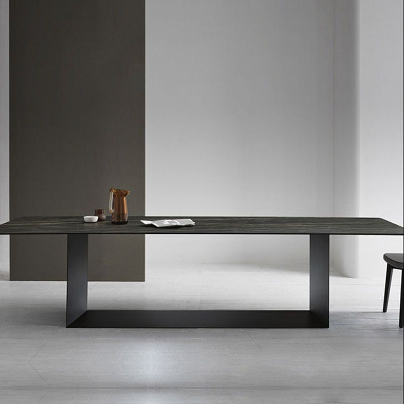 Rectangle Stone and Metal Dining table Modern Trestle Base Dining Table Clearhalo ' dining_table' 'Dining Tables & Seating' 'Dining Tables' 'furn' 'furn_dining_table' 'Furniture' 'furniture_dining_table' 'Kitchen & Dining Furniture' 'kitchen&dining_furn' 'kitchen' 'kitchen_dining_table' 1200x1200_df43020c-18ad-4c73-a4ff-f02b1d1b9e31