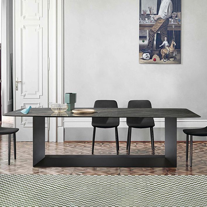 Metal Traditional Luxury Rectangle Indoor Table Sintered Stone Top Table for Home Clearhalo ' dining_table' 'Dining Tables & Seating' 'Dining Tables' 'furn' 'furn_dining_table' 'Furniture' 'furniture_dining_table' 'Kitchen & Dining Furniture' 'kitchen&dining_furn' 'kitchen' 'kitchen_dining_table' 1200x1200_df450cd0-0ea0-4a58-9517-5b9ca9368e2a