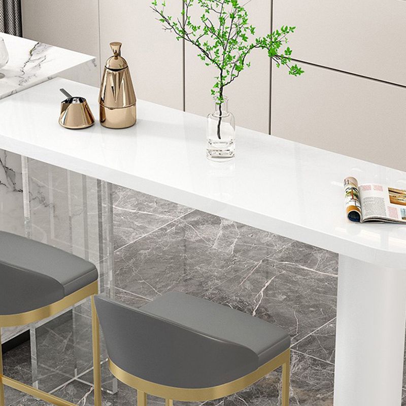 Stone/Wood Bar Dining Table Modern Oval Bar Table with Double Pedestal Clearhalo 'Bar Furniture' 'Bar Tables' 'bar_tables' 'furn' 'furn_bar_tables' 'Furniture' 'furniture_bar_tables' 'Kitchen & Dining Furniture' 1200x1200_df45cc94-7b66-4975-a4e8-9a0b1f1abe8e