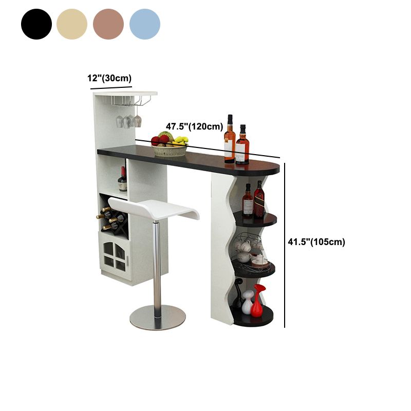 Industrial Pub Table Bar Height Specialty Bar Table with Wine Rack
