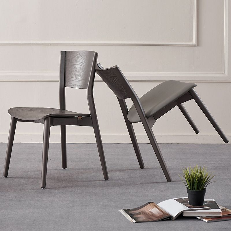 Solid Wood Contemporary Dining Chair Kitchen Armless Open Back Chair