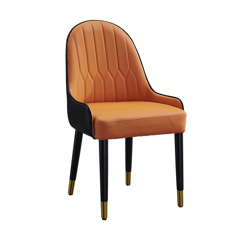 Scandinavian Leather Dining Chairs with Wood Legs Arm Solid Back Dining Side Chair Clearhalo 'Dining Chairs' 'Dining Tables & Seating' 'dining_chair' 'furn' 'furn_dining_chair' 'Furniture' 'furniture_dining_chair' 'Kitchen & Dining Furniture' 1200x1200_df4b85d0-30fb-4607-9112-6ceaed37778c