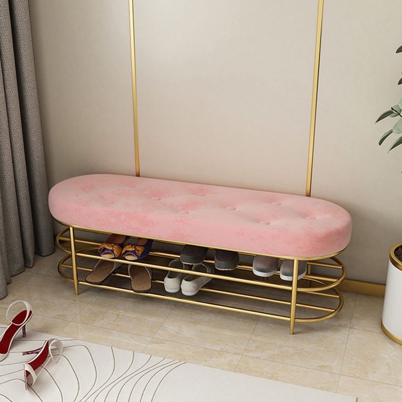 13.65-inch W Modern Entryway Bench Cushioned Metal Seating Bench Clearhalo 'Benches' 'Chairs & Seating' 'furn' 'furn_benches' 'Furniture' 'Living Room Furniture' 1200x1200_df4b9561-397b-4f57-a9df-1d95ddd932b9