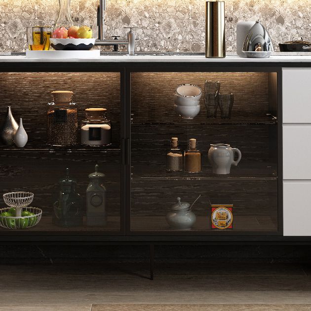 3-Drawer Engineered Wood Sideboard Modern Adjustable Shelving Credenza Clearhalo 'buffet_sideboard' 'Buffets & Sideboards' 'furn' 'furn_buffet_sideboard' 'Furniture' 'furniture_buffet_sideboard' 'Kitchen & Dining Furniture' 1200x1200_df4c960e-3266-4770-a67c-e36dfa7d80d1