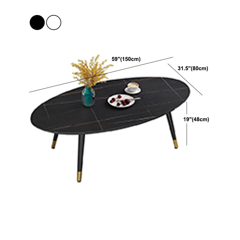 Elliptical Stone Top Cocktail Table 4 Legs 1 Single Coffee Table Clearhalo 'Coffee & Accent Tables' 'Coffee Tables' 'coffee_tables' 'furn' 'furn_coffee_tables' 'Furniture' 'Living Room Furniture' 1200x1200_df4cde31-f61a-4aba-b872-561749054ebc