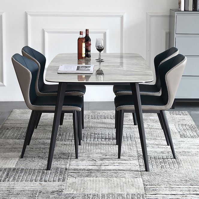 Industrial Rectangle Dining Table Gray Stone Top Dinette Table with Metal Legs Clearhalo 'Dining Tables & Seating' 'Dining Tables' 'dining_table' 'furn' 'furn_dining_table' 'Furniture' 'Kitchen & Dining Furniture' 1200x1200_df4d0d7d-a919-4c2d-b8e2-20cccee36fed