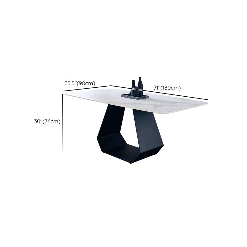 Table à manger rectangulaire à base noire, Table moderne en pierre pour salle à manger