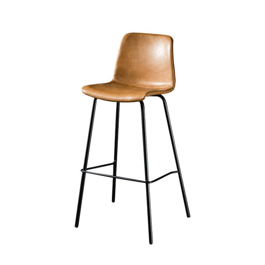 Contemporary Style Low Back Upholstered Bar Stool with Metal Legs