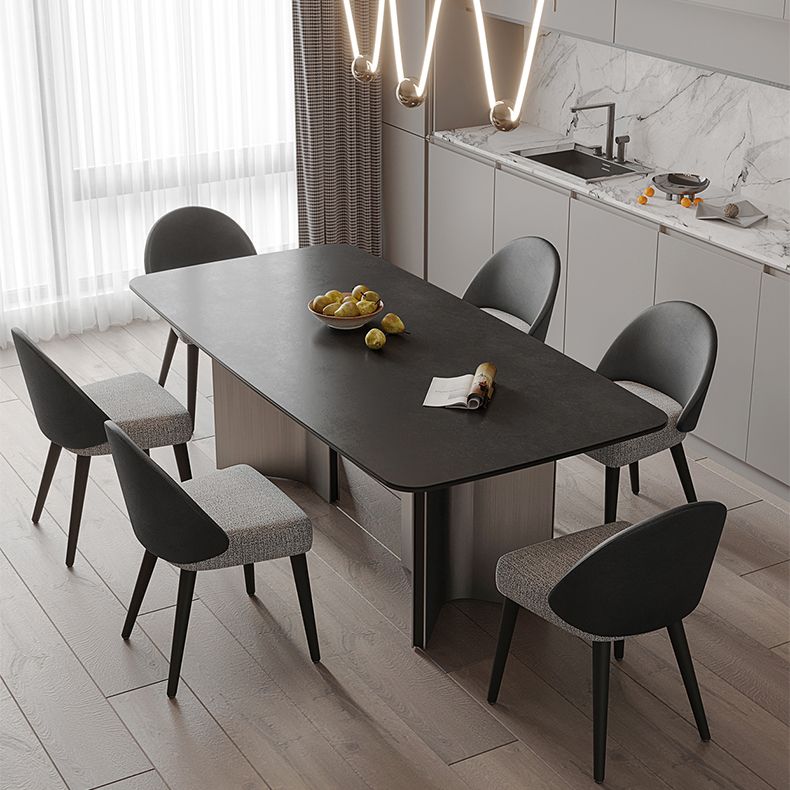 Mesa de comedor rectangular mesa de comedor de piedra con pedestal doble