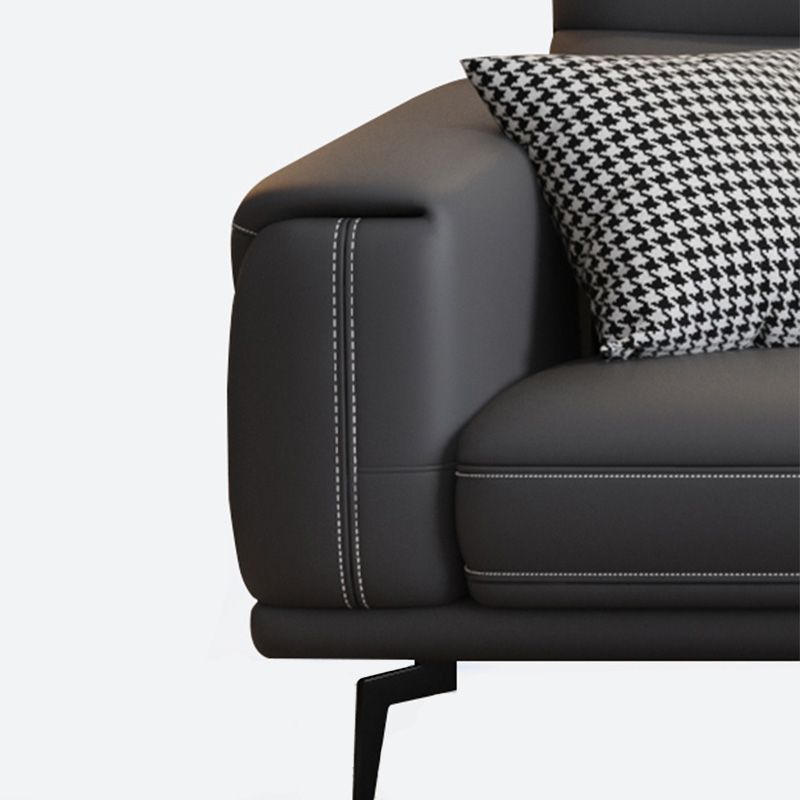 Modern Tufted Tight Back Genuine Leather Sectionals, 36" Sectional Sofa in Kingston Gray Clearhalo 'furn' 'furn_sectionals' 'Furniture' 'Living Room Furniture' 'Sectionals' 1200x1200_df4fad1e-d3cc-4e84-b3a7-ccba919d0c6a