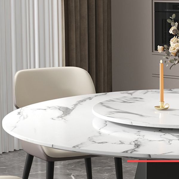 Marble Round Dining Table Contemporary Style Dining Site Table with Turntable