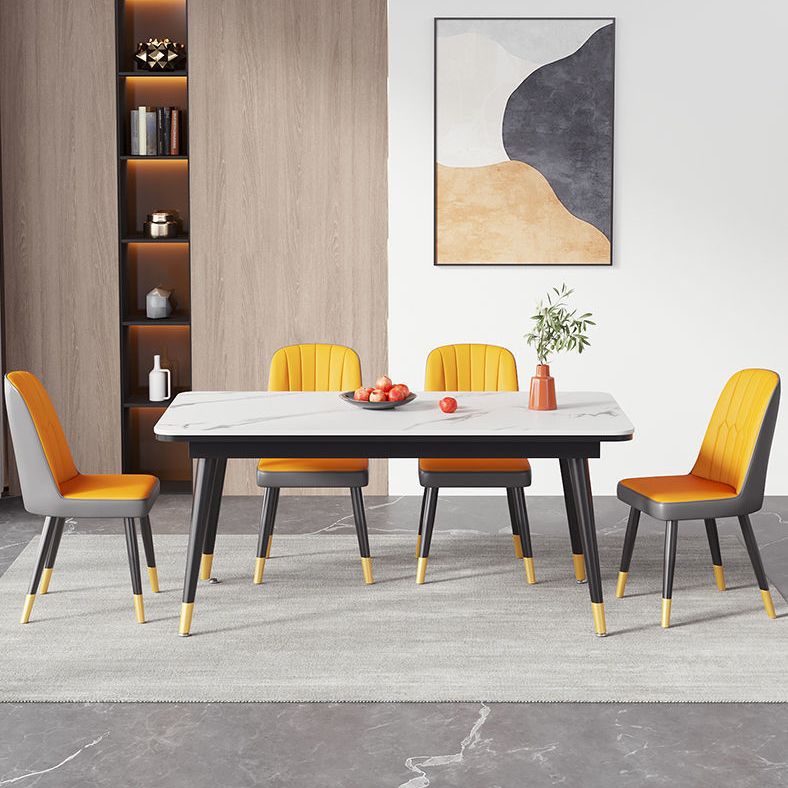 Rectangular Sintered Stone Dining Table Modern 4 Legs Furniture in Matte Finish Clearhalo 'Dining Tables & Seating' 'Dining Tables' 'dining_table' 'furn' 'furn_dining_table' 'Furniture' 'Kitchen & Dining Furniture' 1200x1200_df50c260-24db-46a8-a22b-e43b36031c82
