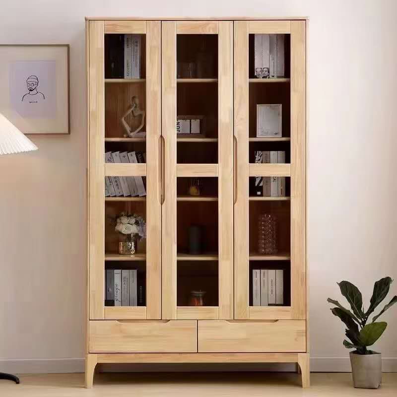 Scandinavian Solid Wood Bookcase Natural Closed Back Bookshelf with Door Clearhalo 'Bookcases' 'furn' 'furn_bookcases' 'Furniture' 'furniture_bookcases' 'Office Furniture' 1200x1200_df50d16d-b0ea-4cea-9d07-d1f748b12236