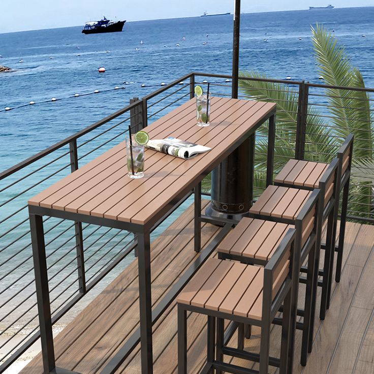 Industrial Faux Wood Pub Table Set 1/5 Pieces Bar Set with Metal Frame Clearhalo 'Bar Furniture' 'furn' 'furn_home_bar_bar_sets' 'Furniture' 'Home Bars & Bar Sets' 'home_bar_bar_sets' 'Kitchen & Dining Furniture' 1200x1200_df51343a-275d-420b-80e5-3124e267d9d0