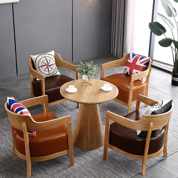 Solid Wood Brown Tone Dining Table Contemporary Pedestal Table for Dining Room Clearhalo ' dining_table' 'Dining Tables & Seating' 'Dining Tables' 'furn' 'furn_dining_table' 'Furniture' 'furniture_dining_table' 'Kitchen & Dining Furniture' 'kitchen&dining_furn' 'kitchen' 'kitchen_dining_table' 1200x1200_df518d56-ca01-423f-a07c-720433a1b2d5