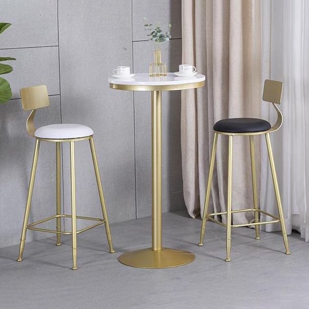 Taburete de respaldo de respaldo sin brazo de glamour taburete de barra de cocina de hierro con pedal y cojín