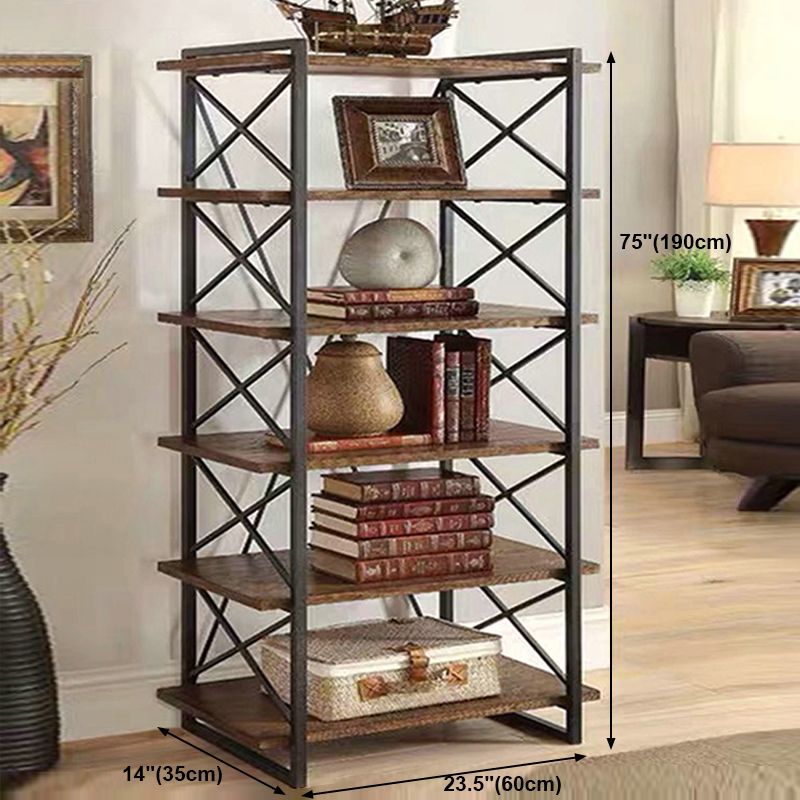 Industrial Open Etagere Bookshelf with Black Iron Frame Solid Wood Shelf Clearhalo 'Bookcases' 'furn' 'furn_bookcases' 'Furniture' 'furniture_bookcases' 'kitchen' 'kitchen_bookcases' 'Living Room Furniture' 'Office Furniture' 1200x1200_df52e37b-0aab-4dc0-ad99-f00052d6ddfb