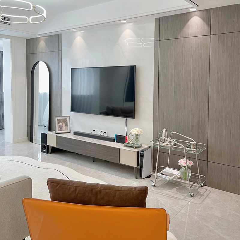 Modern Glass End Slide Table 2-Tier Corner Table with Storage