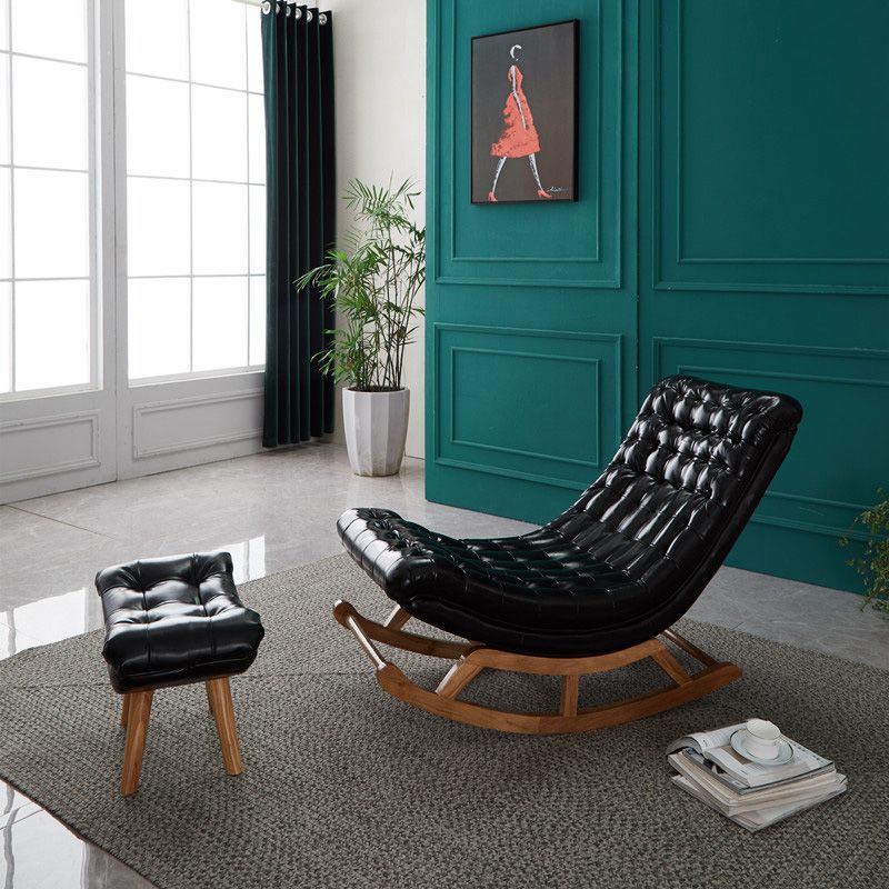 Chaise à bascule moderne en cuir en cuir