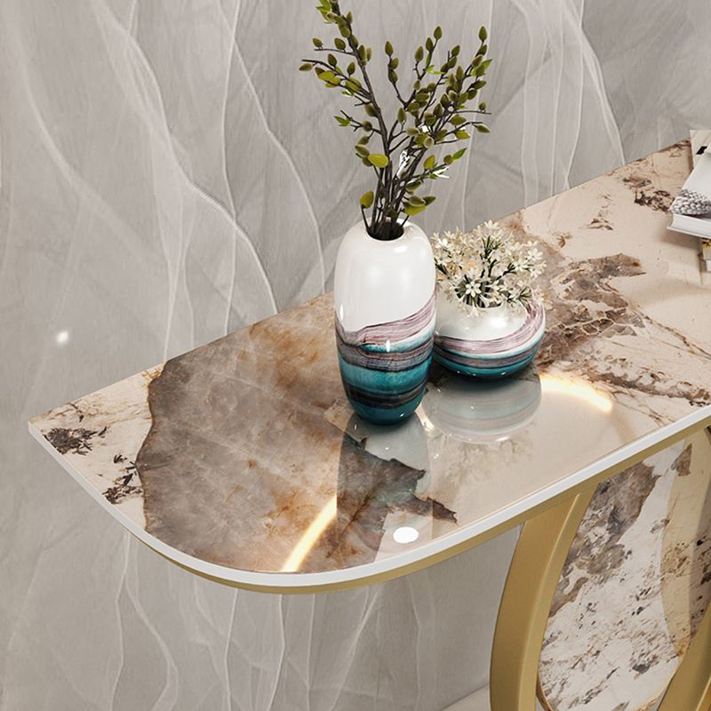 Stone Top Accent Console Table Antique Gold Console Table with Metal Leg Clearhalo 'Console Tables' 'console_tables' 'Entry & Mudroom Furniture' 'furn' 'furn_console_tables' 'Furniture' 1200x1200_df5374f8-d59d-4433-b03e-d11adcf75ee2