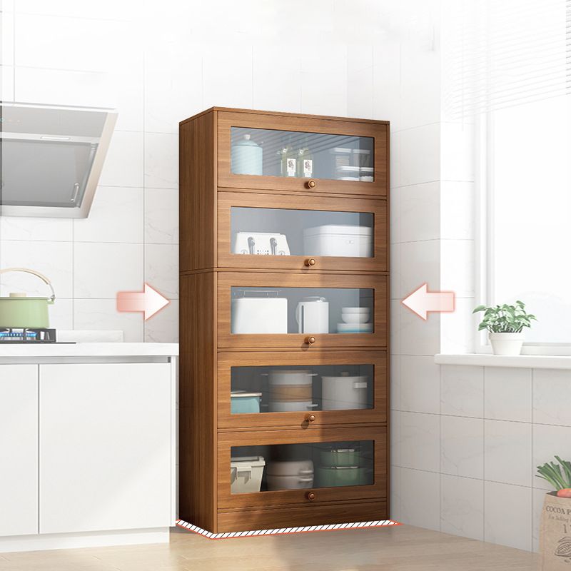 Modern Brown Server Engineering Wood Sideboard Table with Glass Door Clearhalo 'buffet_sideboard' 'Buffets & Sideboards' 'furn' 'furn_buffet_sideboard' 'Furniture' 'Kitchen & Dining Furniture' 1200x1200_df543e21-909d-40a6-a64d-08c70c146d36