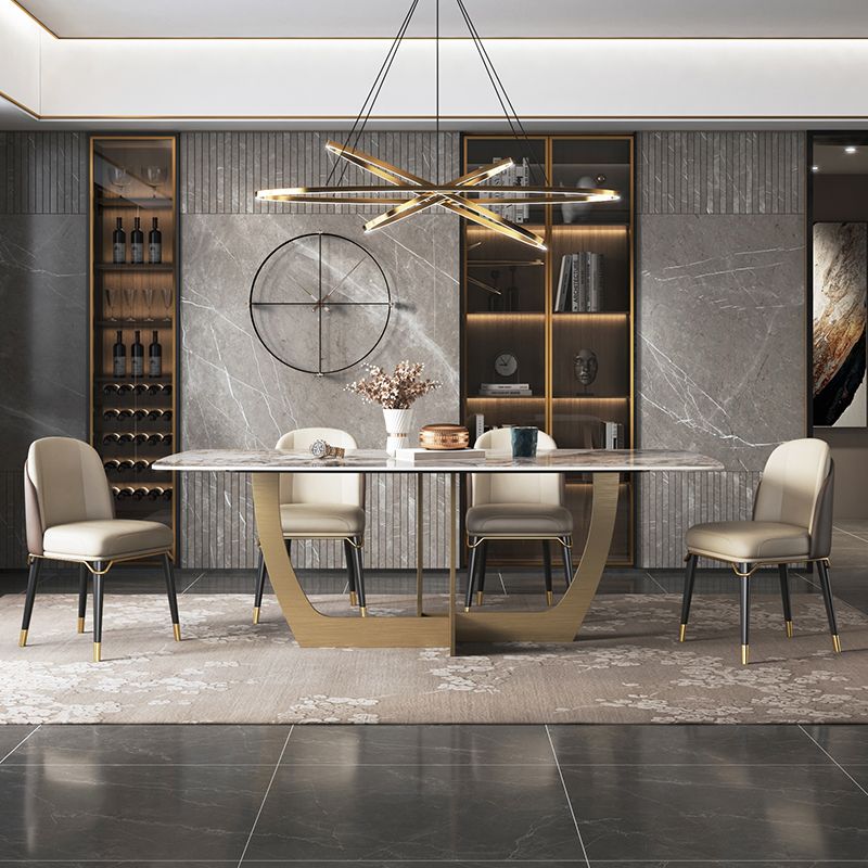 Minimalist Style Sintered Stone Dining Table with Rectangle Shape Fixed Table and Trestle Base Clearhalo 'Dining Room Sets' 'Dining Tables & Seating' 'dining_room_set' 'furn' 'furn_dining_room_set' 'Furniture' 'furniture_dining_room_set' 'Kitchen & Dining Furniture' 'kitchen&dining_furn' 'kitchen' 1200x1200_df54e79c-aa9f-49db-a42d-7d05b5773736