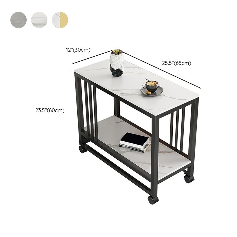 Metal Frame End Table 2-Tier Stone Top Accent Side Table with Shelf Clearhalo 'Coffee & Accent Tables' 'End & Side Tables' 'end_side_tables' 'furn' 'furn_end_side_tables' 'Furniture' 'Living Room Furniture' 1200x1200_df54fe06-183d-4f8d-8fe6-6d9b935d9ae0