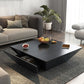 Modern Style Square Wooden Table with Square Block Base Coffee Table with Drawers
