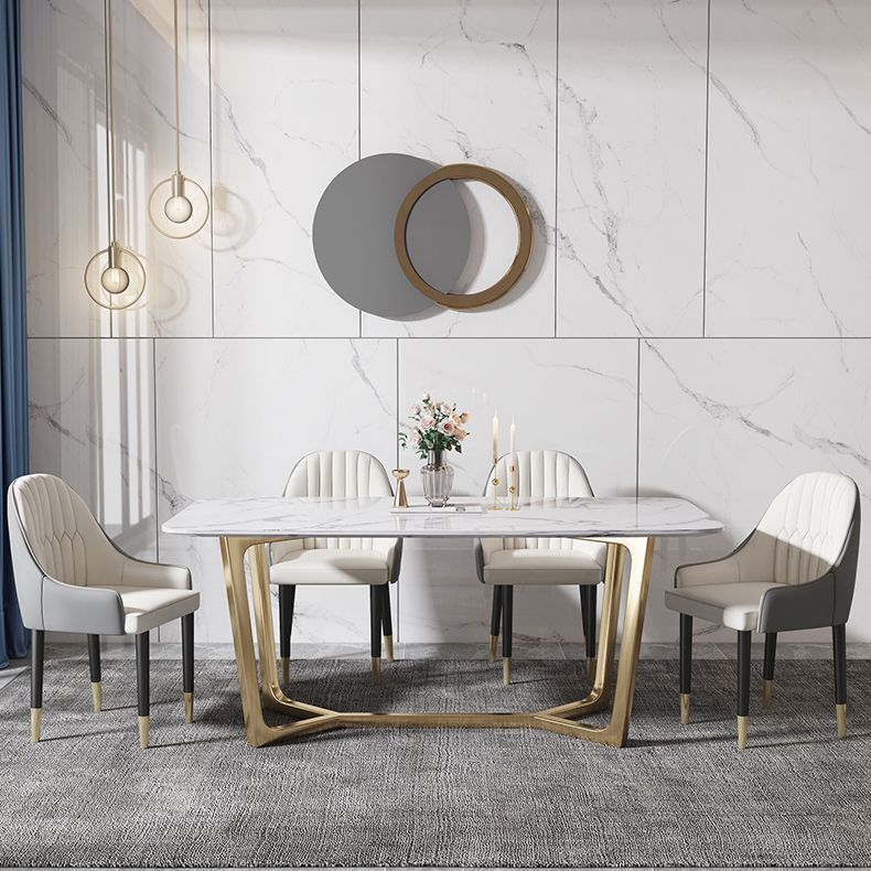 Luxury Marble Top Dining Table Rectangle Indoor Table with Trestle Base Clearhalo 'Dining Tables & Seating' 'Dining Tables' 'dining_table' 'furn' 'furn_dining_table' 'Furniture' 'furniture_dining_table' 'Kitchen & Dining Furniture' 'kitchen' 'kitchen_dining_table' 1200x1200_df55f37c-5eac-48a9-b666-ef07a472e2f5