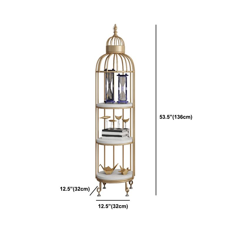 Scaffali di libreria verticale in metallo in metallo glam