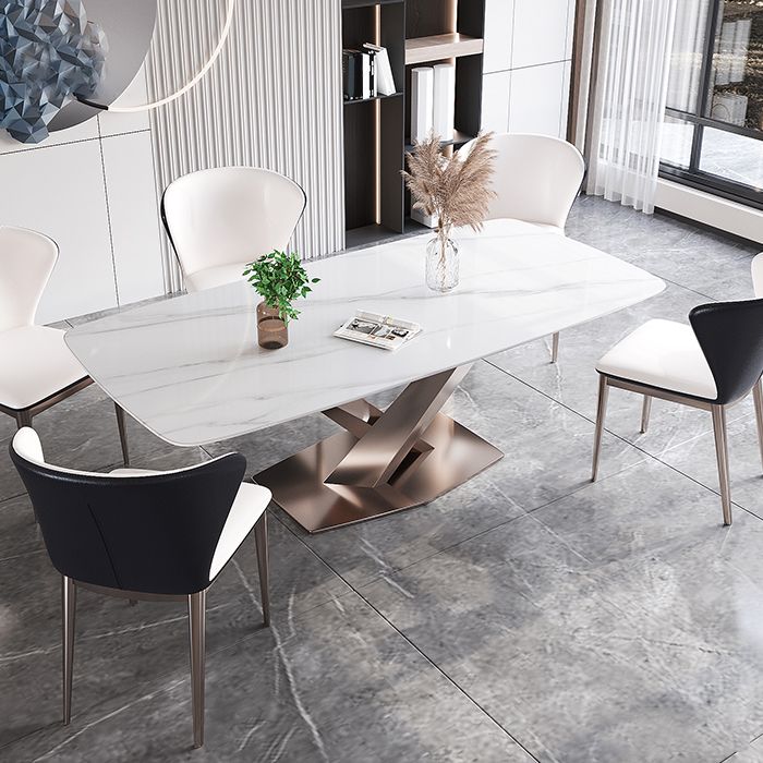 Glam Standard Dining Table Sintered Stone Top Rectangle Dining Table for Kitchen Clearhalo ' dining_table' 'Dining Tables & Seating' 'Dining Tables' 'furn' 'furn_dining_table' 'Furniture' 'furniture_dining_table' 'Kitchen & Dining Furniture' 'kitchen&dining_furn' 'kitchen' 'kitchen_dining_table' 1200x1200_df5756cb-4a0e-4854-bfc4-f2e6b680f147