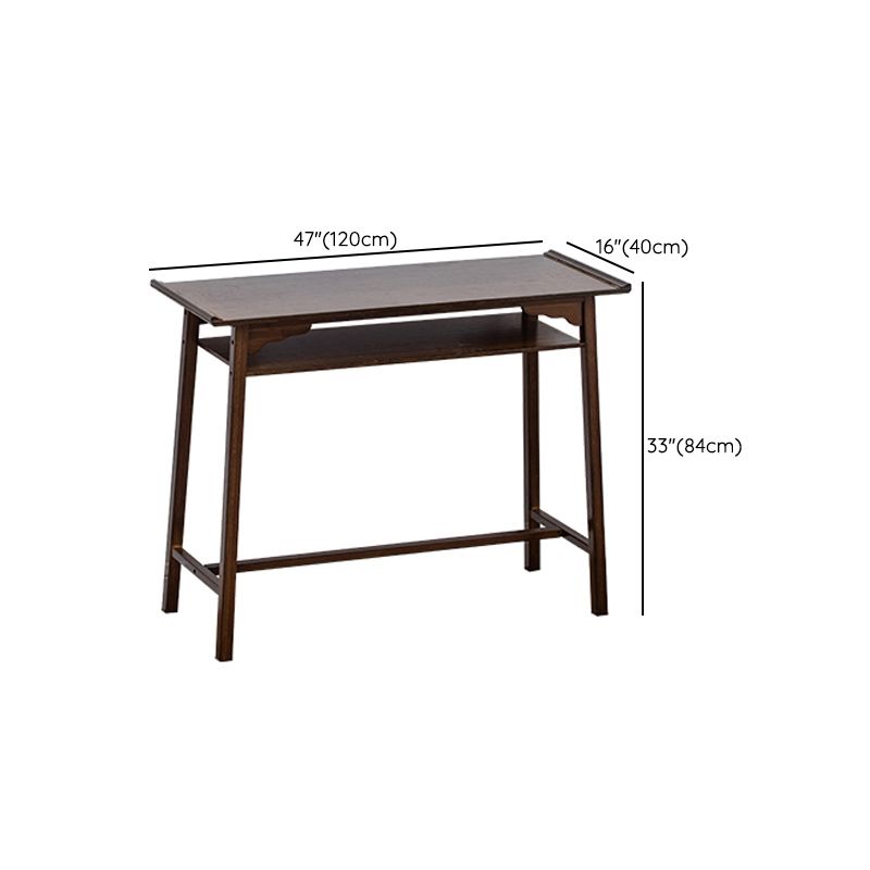 Mesa de consola moderna de mediados de siglo Mesa de consola de rectángulo de madera maciza marrón oscuro