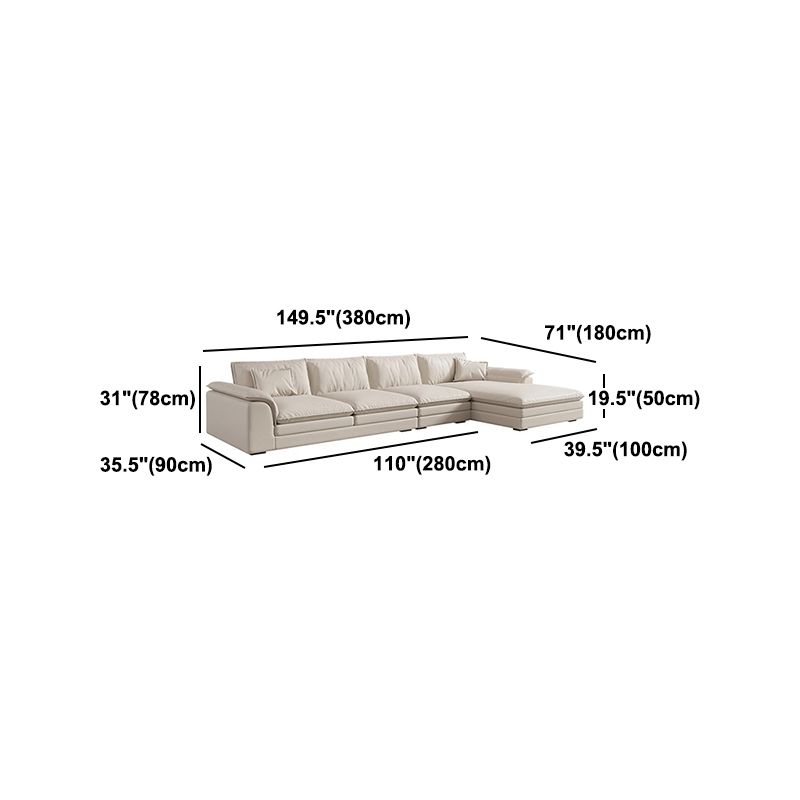 Nordic Sectional Latex Upholstery Filled Leather/flannelette Beige Sofa Clearhalo 'furn' 'furn_sectionals' 'Furniture' 'furniture_sectionals' 'Living Room Furniture' 'Sectionals' 1200x1200_df579fd8-eba7-43c3-989f-205410ce1e67