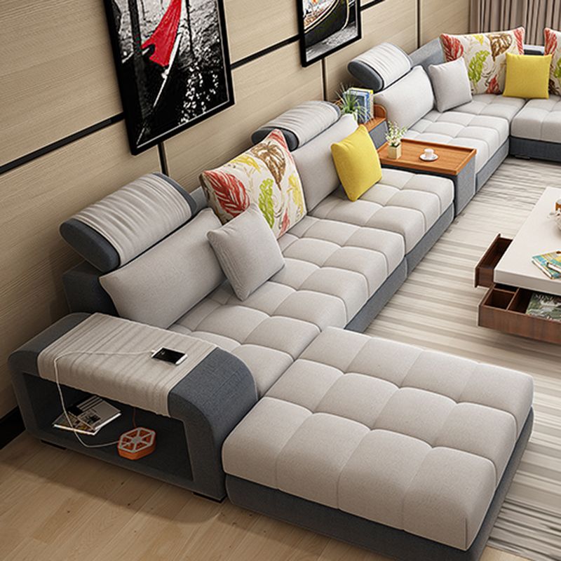 Modern Pillowed Back Cushions Sofa Tufted Sectionalwith Storage for Living Room Clearhalo 'furn' 'furn_sectionals' 'Furniture' 'furniture_sectionals' 'kitchen' 'kitchen_sectionals' 'Living Room Furniture' 'Sectionals' 1200x1200_df59fa9a-ee44-4319-85c5-5d4abc23eb70